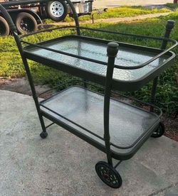 Cast Aluminum Two Tier Bar Server Cart