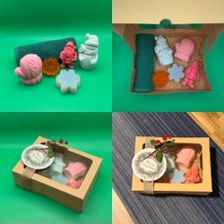 ✨ Handmade Soap Gift Set — “Berry Snowman”