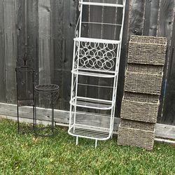 Home Decor Bundle Bakers wine rack, Wicker Storage Two Wire Stands. 