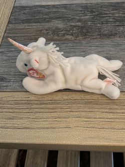 Ty Beanie Baby White Unicorn Plush