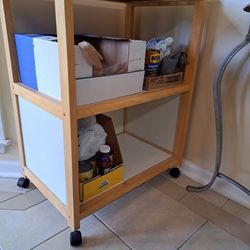 Rolling Kitchen Island with Storage Shelves