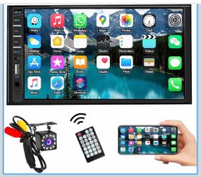 Car Stereo Double Din Radio With Bluetooth, Car Radio Touchscreen 7 Inch MP5 Player Car Stereo With Backup Camera Bluetooth, Mirror Link, FM/SWC/USB/S