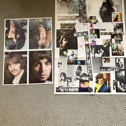 Beatles 4- 8"x11" Portrait Prints & 2'x3' Poster Insert with Lyrics from The White Album