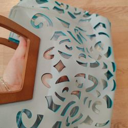 Vintage Blue Transparent Bag Hand Cut Out Design