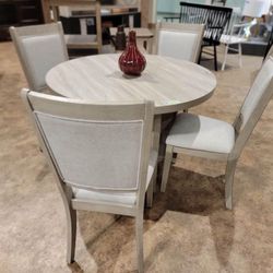Modern ‼️5-pc dining table set light gray