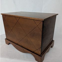 Vintage Wooden Jewelry Box Chest Style Mini Trunk 10.5"
