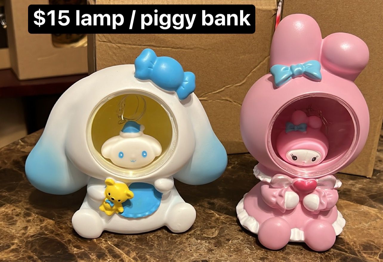 My melody 🎶 & Cinnamoroll piggy Bank Lamp