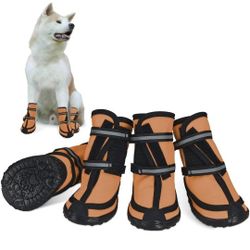 Dog Shoes for Dogs Winter Snow Dog Booties with Adjustable StrapsFit for Medium Dog(S