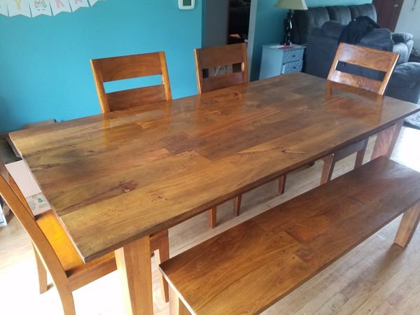 Crate Barrel Basque Honey Dining Room Table Bench And 5 Chairs Barrel Basque Honey Dining Room Table