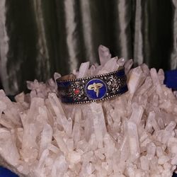 Lapis Sterling Silver Dragon Cuff Bracelet 
