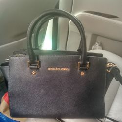 MICHAEL KORS SATCHEL BAG BLACK LEATHER $125