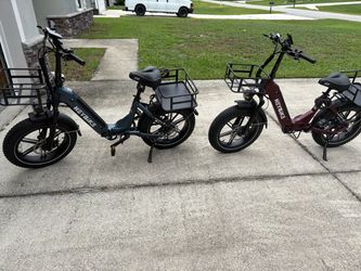 Two E-bikes and Bike rack