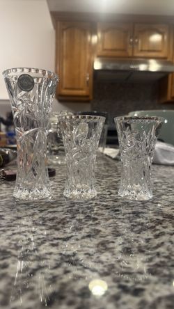 Lenox fine crystal vases set of 3