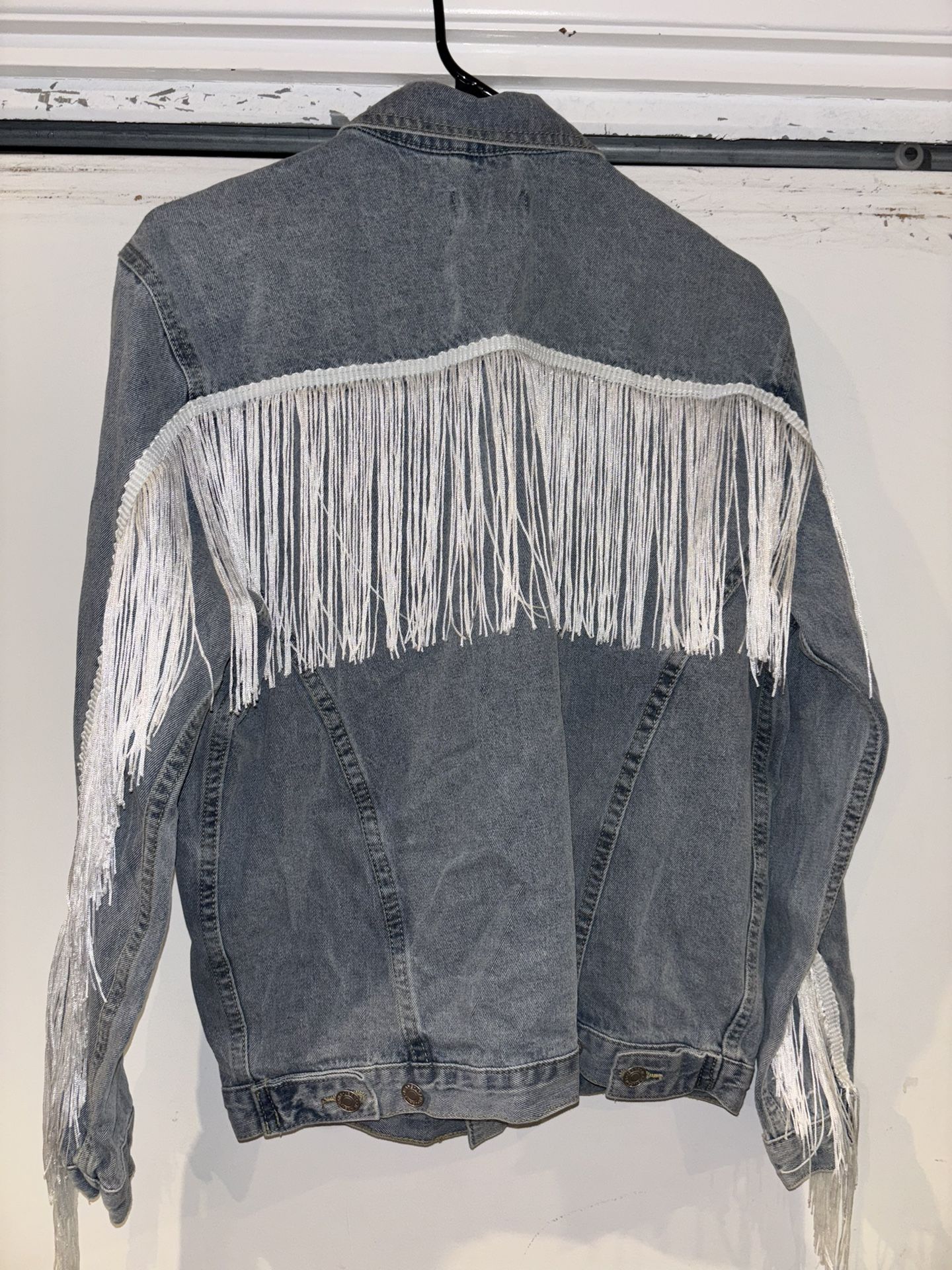 Fringe Denim Jacket Ladies Small 4-6