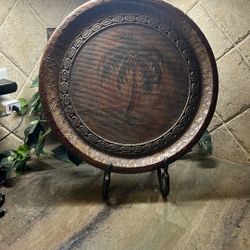 15 1/2 Inch palm tree, print decorative plate