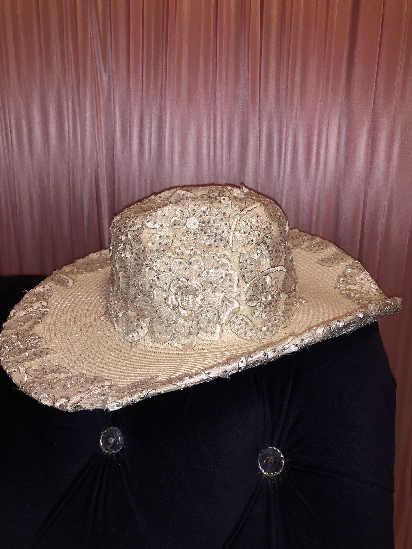 Embroidered Rhinestone Hat