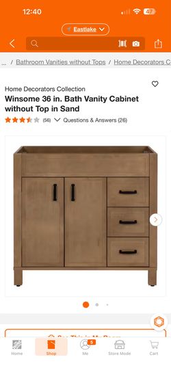 Winsome 36 in. Bath Vanity Cabinet without Top in Sand