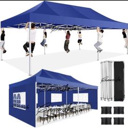10x20' Waterproof HEAVY DUTY Easy Pop Up Canopy with Removable Sides For Sale 420D Folding Tent Wedding Party Outdoor w/ Removable Sidewalls