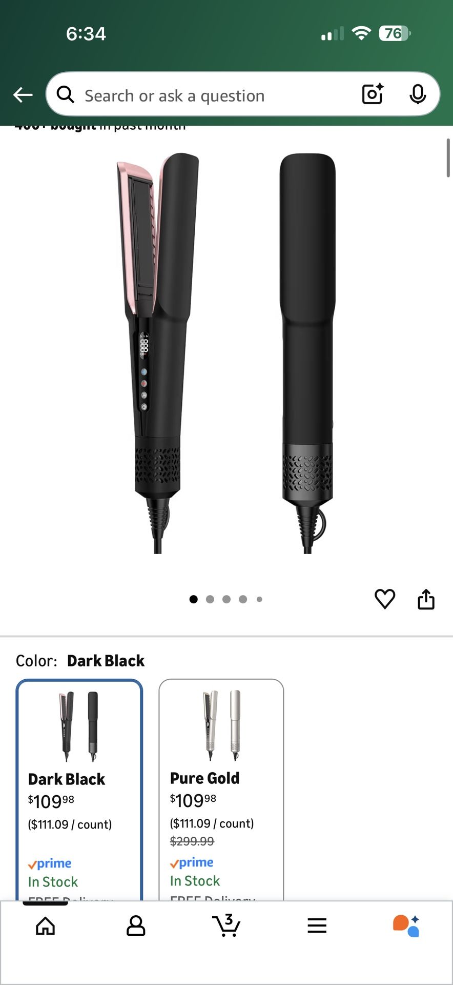 Hair Straightener - 2 in 1 Wet to Dry Hair Dryer and Straightener with High-Speed Airflow + Rapid Heat-Up + Customizable Temperature + LCD Display & A