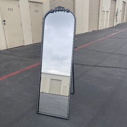 Floor Mirror with Carved Metal Frame & Bottom Art Carved, Full Body Mirror for HomeDecor