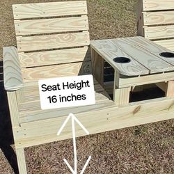 Handmade Unfinished Outdoor Double Seat Chair