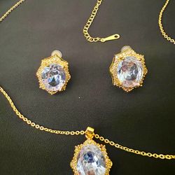 Gold Plated Necklace Earrings 