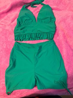 Teal swimsuit halter Tankini