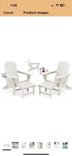 New in box Adjustable Folding Adirondack Chair with Footrest & 4-in-1 Multi-Functional Holder Set of 2, HDPE Reclining Adirondack Chair with Pull-Out 