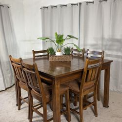 Handsome High Dining Table With Extension & 6 Chairs  *** PRICE DROP $$$ WEEKEND ONLY ***