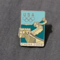 2008 Beijing China Olympics USA Lapel Pin Great Wall Of China
