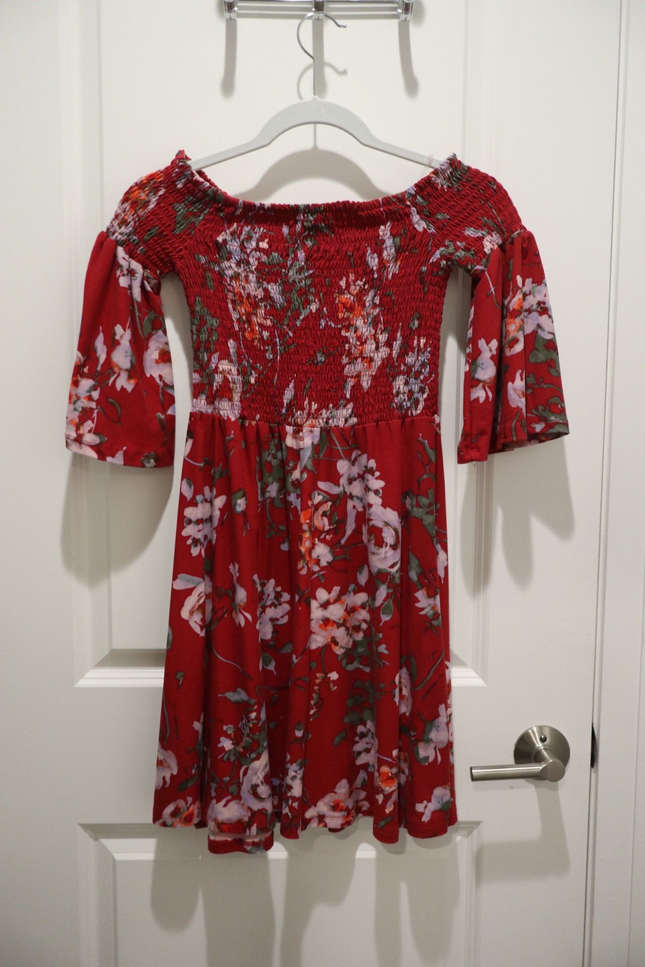 Size M new red flower summer dress occasion wedding birthday lady girl student