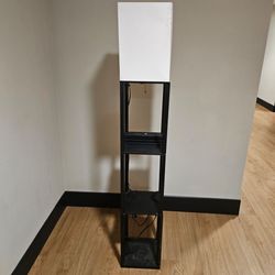 Floor Lamp with Shelves and USB, USB- C & Power Outlets, Shelf Lamp with Charging Station, Modern Square Lamps for Living Room, Tall Standing Floor La