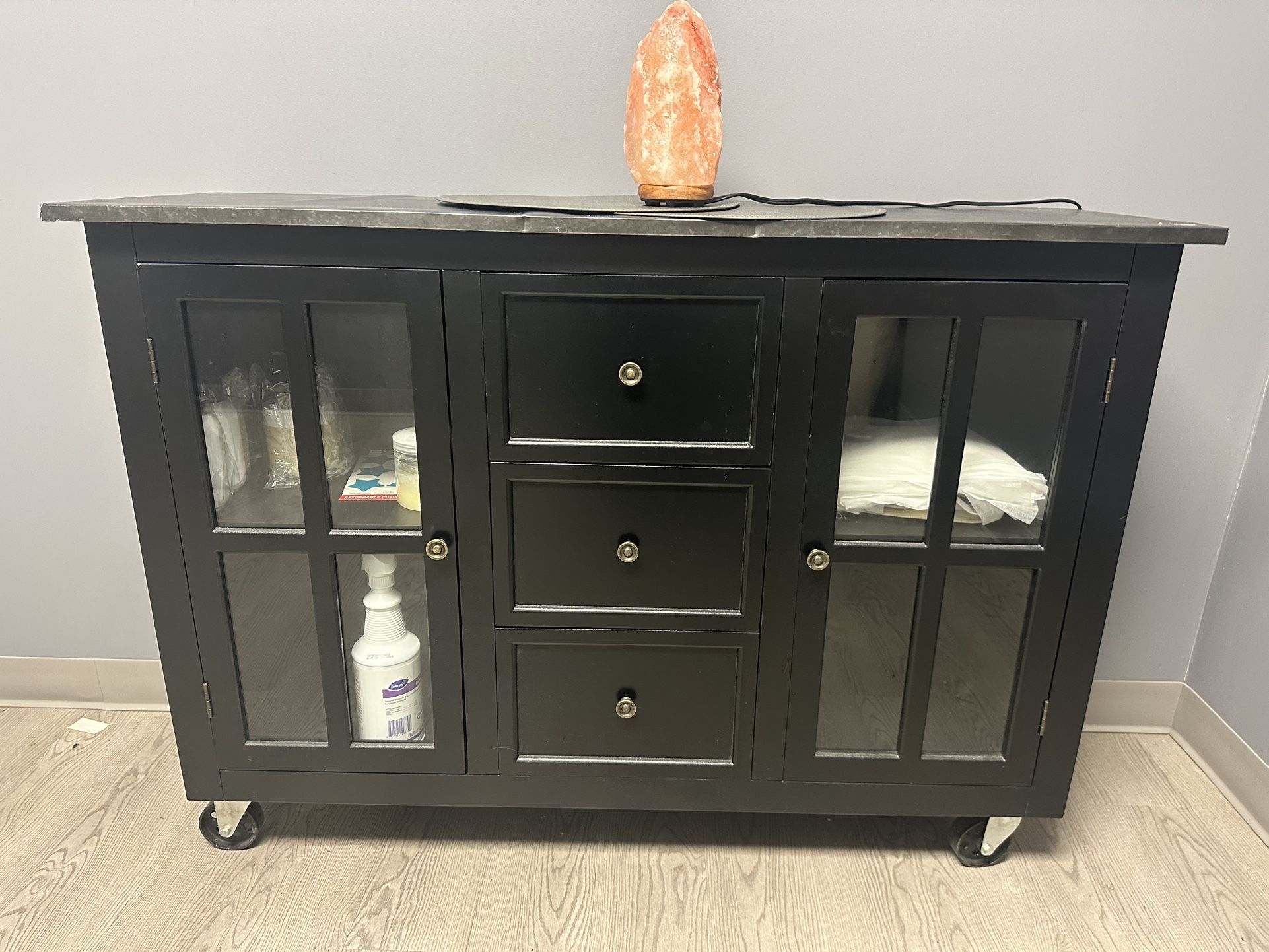 Black Rolling Cabinet/Salon Station
