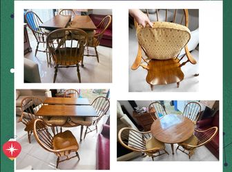 Ethan Allen Maple Wood Dining Table & 4 Dining Chairs 