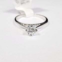 14K White Gold Approximately .50ct Diamond Solitaire Ring Size 6.5   800889-1