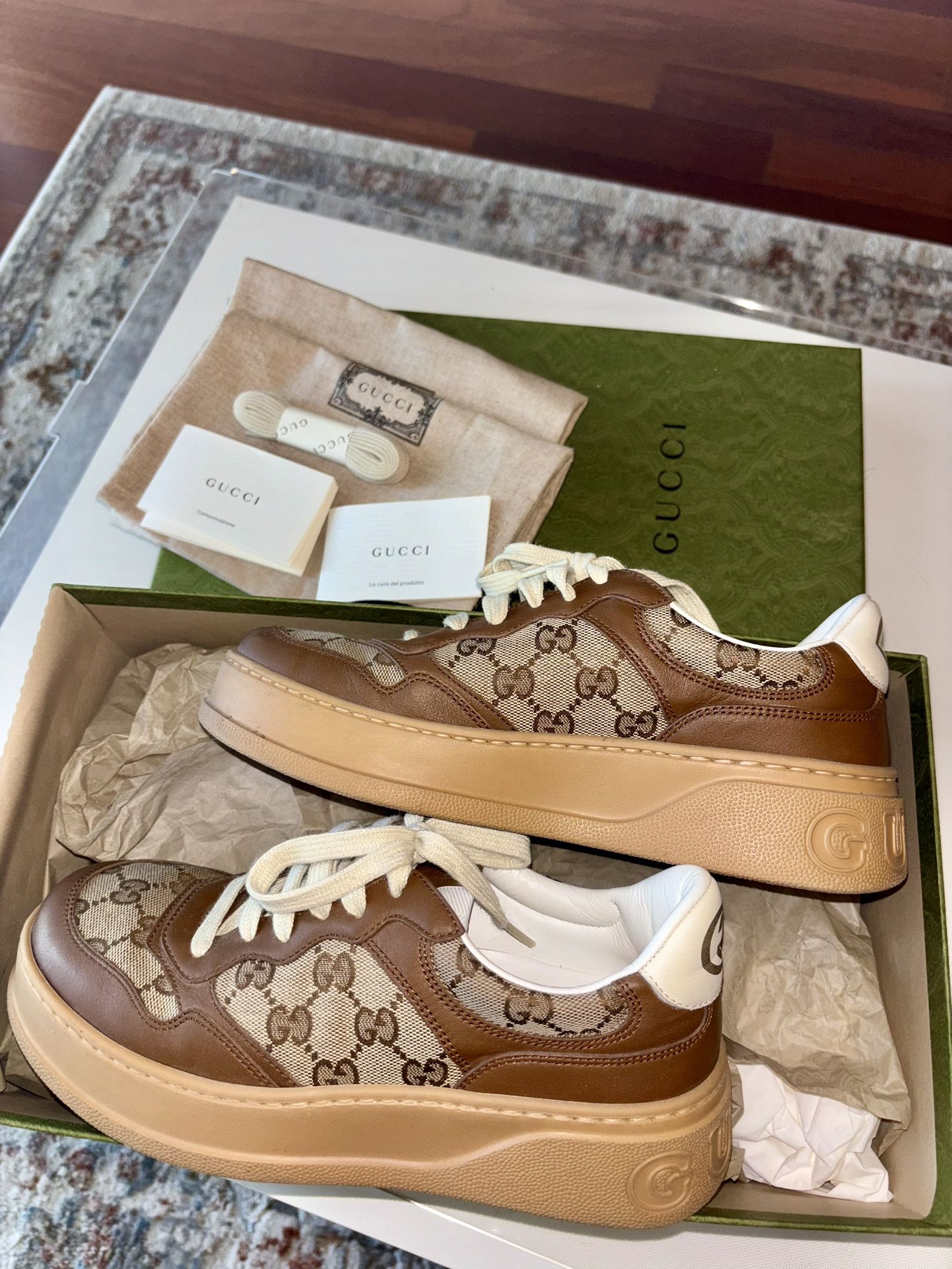 Barely Worn Gucci Chunky B Sneaker - Beige (Women’s Size 7.5/8)