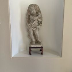 Vintage Concrete Statues Of Two Children, Likely A Putto Or Cherub.