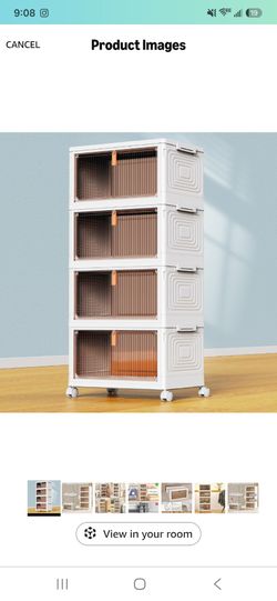 4-Tier Stackable Storage Cabinet with Wheels