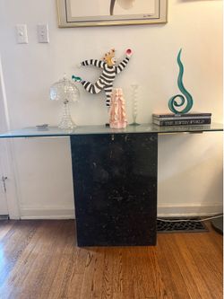Vintage Marble and Glass Console Table