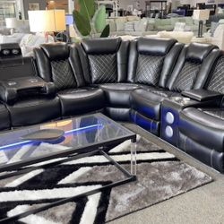 <OM>🎈Only $39 initial then take it home🏠 Brand New Orion Black Reclining Sectional 