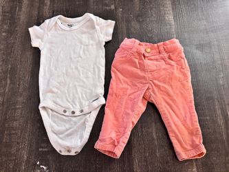 Gerber Baby Onesie and Pink Corduroy Pants Set