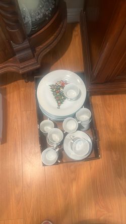 Christmas plates  cups and saucers