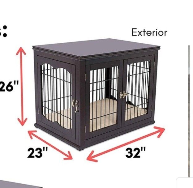 HOME Decorative Dog Kennel & Bed for Small Dogs - Wooden Dog House - Indoor Pet Dog Crate Side Table - Bed Nightstand
