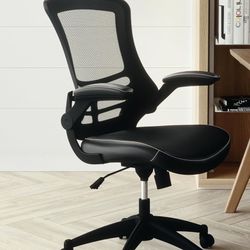 Ergonomic Mesh Desk Chair with LeatherSoft Seat, Black (New)