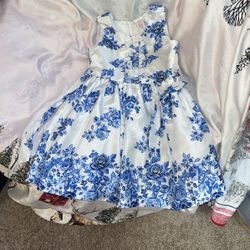 White Dress With Blue Flowers 