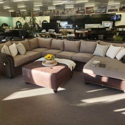 Huge Sectional W/ Chaise / Made In The USA/ Available In Different Colors & Materials