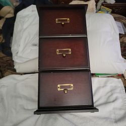 Vintage Bombay Company Photo Jewelry Key Trinkets Drawer Mini Wood Stotage Cabinet
