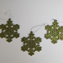 Glitter Snowflake Hanging Decorations - Christmas Decorations (Green)