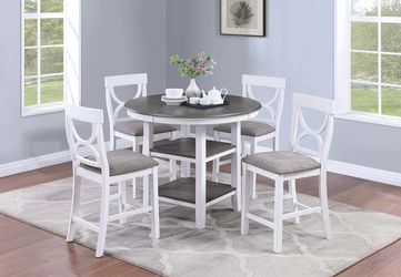 Grey and white counter height round dining set brand new in box firm price $420