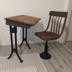 Antique Vintage Chandler Boston Student Desk And Chair 